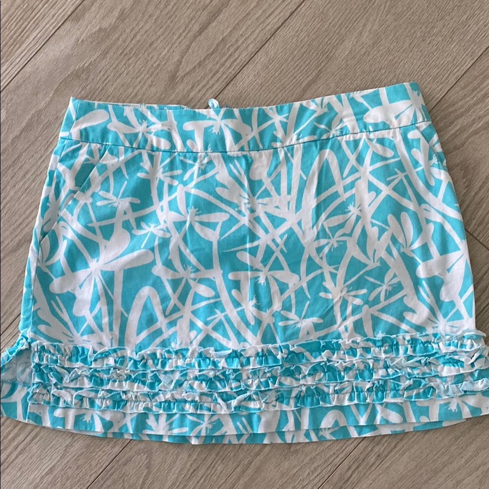 Lilly Pulitzer Marigolds Turquoise Ruffled Skort